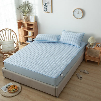 Waterproof Bed Linen with Elastic Bands Fitted Sheet Home Winter Solid Color Mattress Cover eprolo
