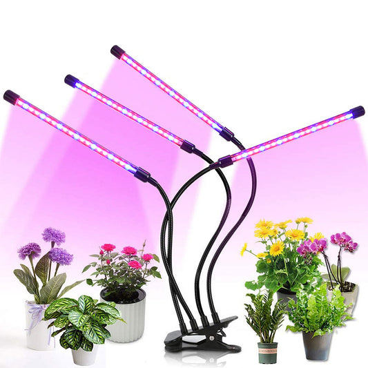 Four-Head LED Clip Grow Light with Timer - 40W Plant Lamp