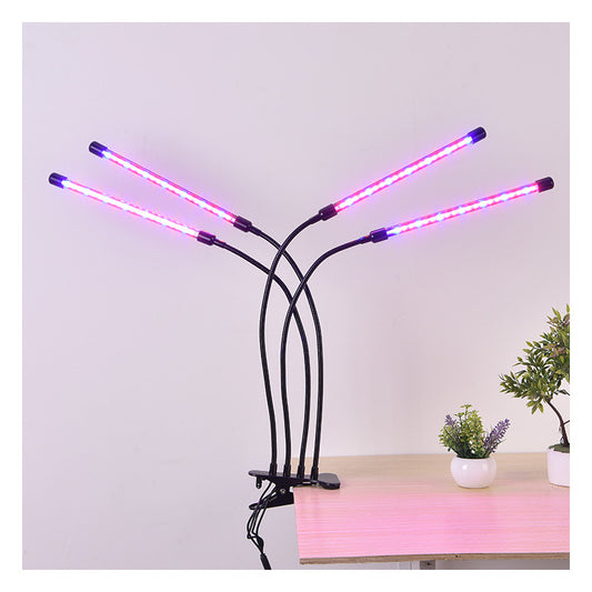 Four-Head LED Clip Grow Light with Timer - 40W Plant Lamp