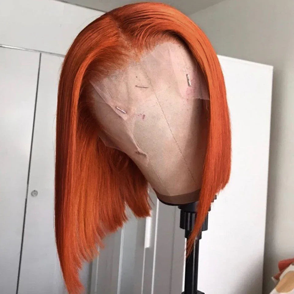 Gradient Orange Bob Wig - Short Lace Front Human Hair Wig - Shello's Creative Boutique