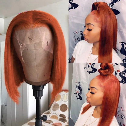 Gradient Orange Bob Wig - Short Lace Front Human Hair Wig - Shello's Creative Boutique