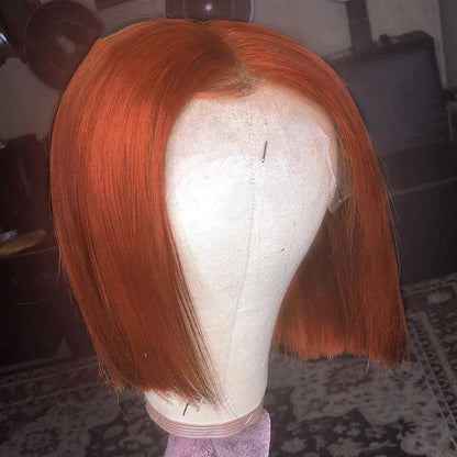 Gradient Orange Bob Wig - Short Lace Front Human Hair Wig - Shello's Creative Boutique