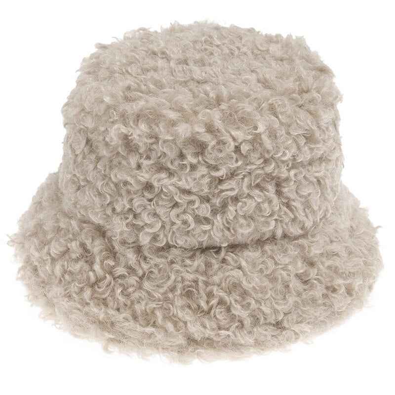 Women's Faux Fur Bucket Hat - Warm Fluffy Winter Hat for Outdoor & Casual Wear