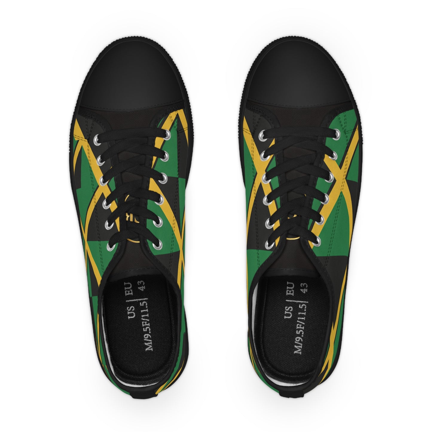 Jamaican Flag Low Top Canvas Sneakers — Green, Black & Gold | Men's
