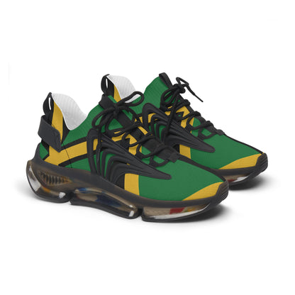 Mesh Sneakers — Bold Green & Gold Athletic Women's Trainers