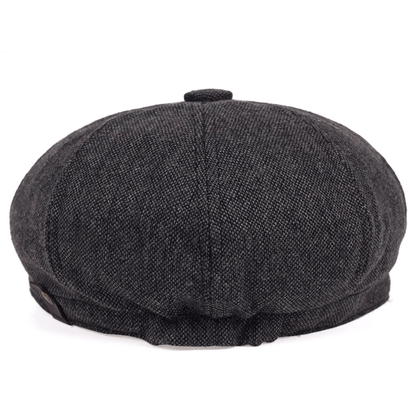 Men&Apos;S Retro Herringbone Flat Cap - Black Casual Beret with Vintage Style, Knitted Polyester, Perfect for Valentine&Apos;S Day, Everyday Headwear | Vintage Flat Cap | Knitted Texture Shello's Creative Boutique