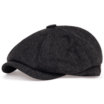 Men&Apos;S Retro Herringbone Flat Cap - Black Casual Beret with Vintage Style, Knitted Polyester, Perfect for Valentine&Apos;S Day, Everyday Headwear | Vintage Flat Cap | Knitted Texture Shello's Creative Boutique