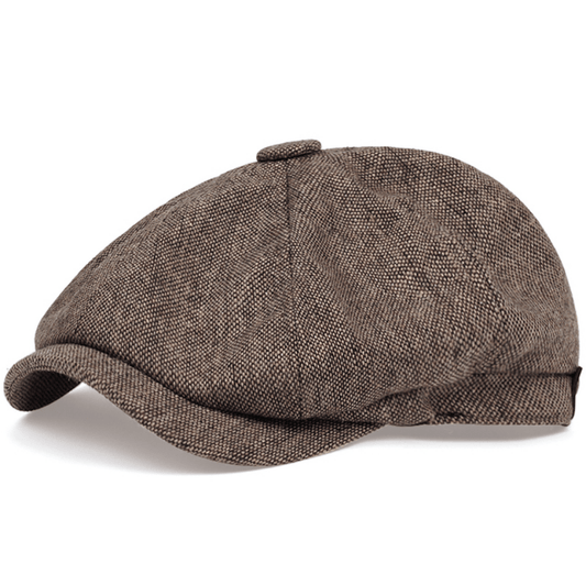 Men&Apos;S Retro Herringbone Flat Cap - Black Casual Beret with Vintage Style, Knitted Polyester, Perfect for Valentine&Apos;S Day, Everyday Headwear | Vintage Flat Cap | Knitted Texture Shello's Creative Boutique