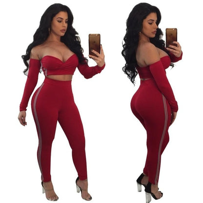 Sexy two piece set Short tube tops Pencil Pants Plus size women tracksuit womens two piece sets Fashion outfits eprolo