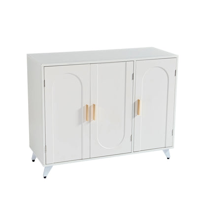 Sideboard Buffet Cabinet – Ivory White Elegance with 3 Doors & Removable Shelves - Shello's Creative Boutique