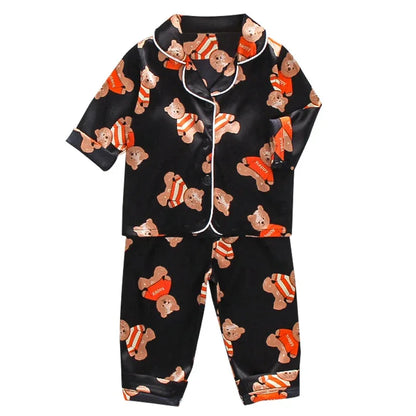 LJW Children's pajamas set Baby suit Kids Clothes Toddler Boys Girls Ice silk satin Tops Pants Set home Wear Kids pajamas - Shello's Creative Boutique