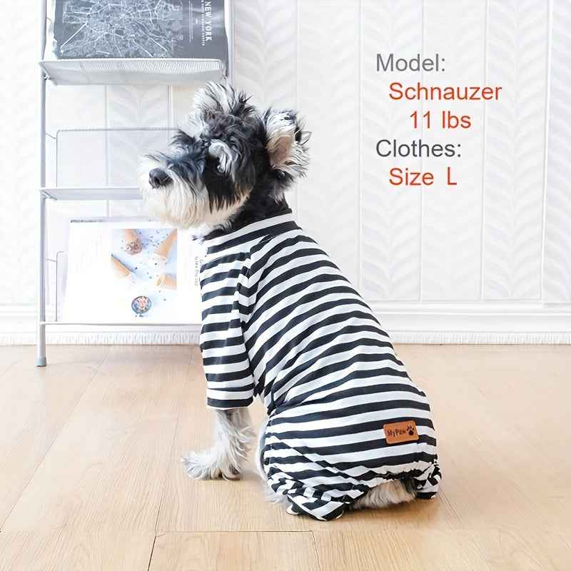 Year-Round Cozy Knit Pajamas for Small Dogs & Cats - Easy Pullover, Stretch Comfort, Stylish Stripes