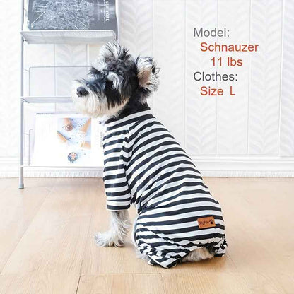 Year-Round Cozy Knit Pajamas for Small Dogs & Cats - Easy Pullover, Stretch Comfort, Stylish Stripes