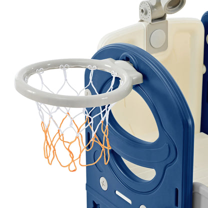 Kids Slide Playset Structure 7 in 1, Freestanding Spaceship Set with Slide, Arch Tunnel Blue+Grey + HDPE - Shello's Creative Boutique