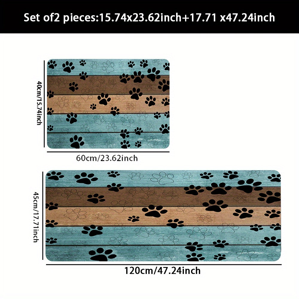 2/3 Piece Wooden Board Kitchen Rug Set - Anti-Fatigue Non-Slip Absorbent Flannel Floor Mat - Shello's Creative Boutique