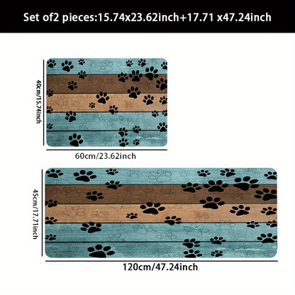 2/3 Piece Wooden Board Kitchen Rug Set - Anti-Fatigue Non-Slip Absorbent Flannel Floor Mat - Shello's Creative Boutique