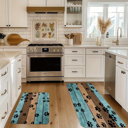 2/3 Piece Wooden Board Kitchen Rug Set - Anti-Fatigue Non-Slip Absorbent Flannel Floor Mat - Shello's Creative Boutique