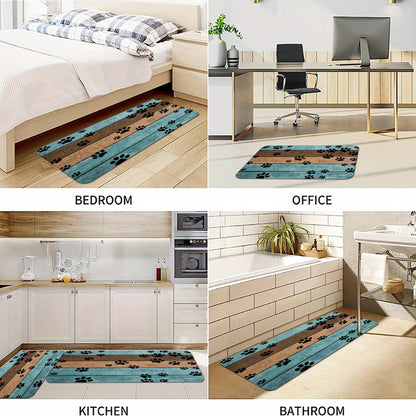 2/3 Piece Wooden Board Kitchen Rug Set - Anti-Fatigue Non-Slip Absorbent Flannel Floor Mat - Shello's Creative Boutique