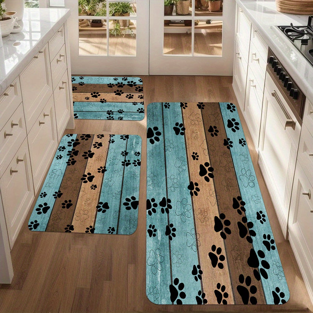 2/3 Piece Wooden Board Kitchen Rug Set - Anti-Fatigue Non-Slip Absorbent Flannel Floor Mat - Shello's Creative Boutique