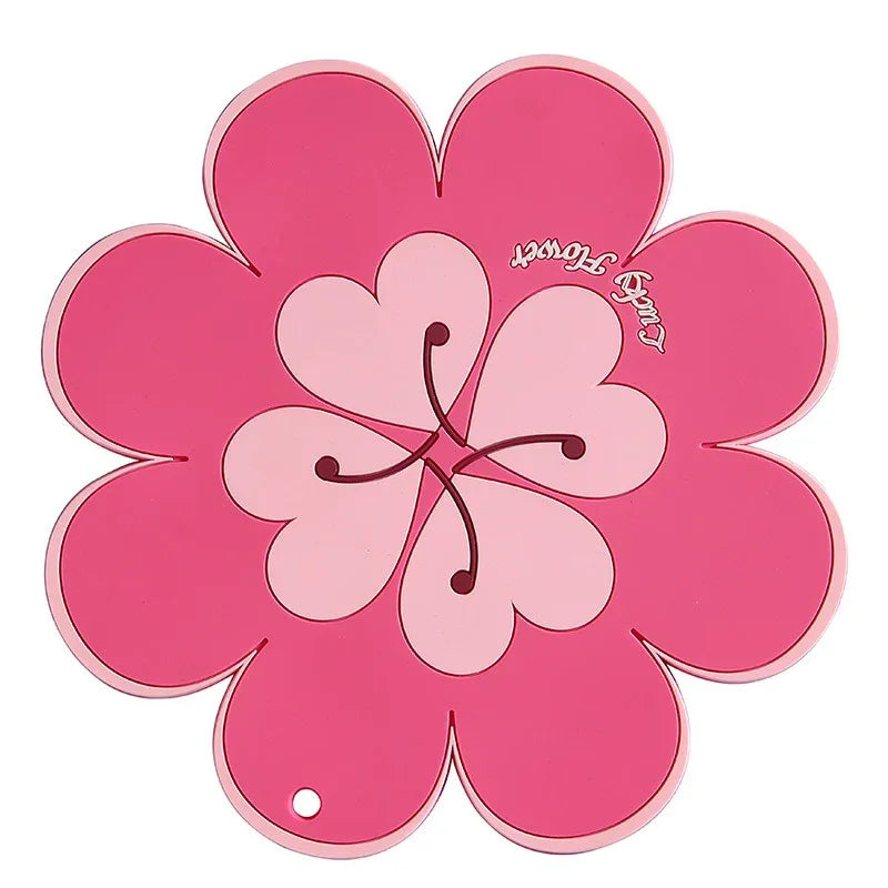 Lucky Flower Heat Insulation Mat Simple Wind Table Heat Insulation Mat Anti scalding Bowl and Dish Mat Household Plate Mat PVC Mat - Shello's Creative Boutique