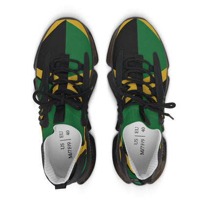 Mesh Sneakers — Bold Green & Gold Athletic Women's Trainers