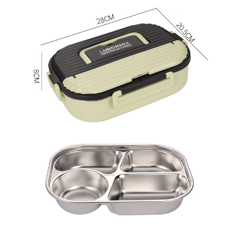Microwaveable portable 304 stainless steel heat preservation rectangular lunch box fresh lunch box eprolo