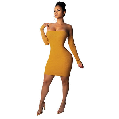 Knitted Long Sleeve Mini Bandage Dress Club Party Winter Off Shoulder Backless Lace Up Bodycon Dresses eprolo