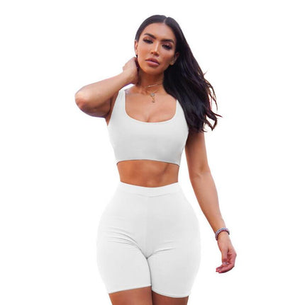 2 Piece Set Women Crop Tops and Biker Shorts Sweat Suits Sexy Club Outfits Two Piece Casual Tracksuit Matching Sets eprolo