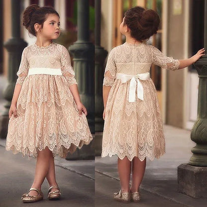 Dot Long Sleeve Dress For Girls Clothing Child Costume Baby Girl Clothing Teenager School Daily Wear Sashes Kids Casual Clothes - Shello's Creative Boutique