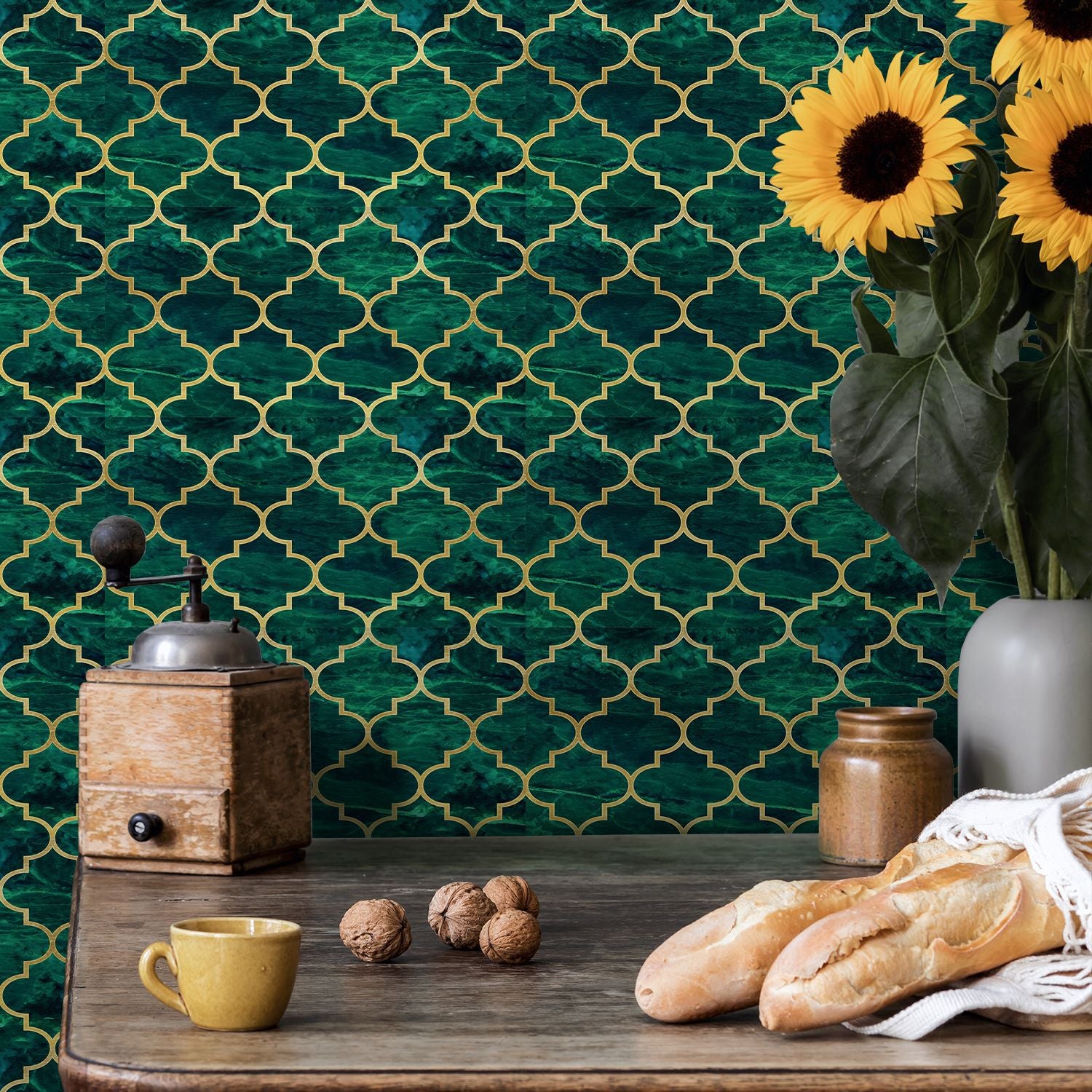 Funlife City Lights Thickened Brick Stickers Emerald Light Luxury Home Wall Decoration Stickers