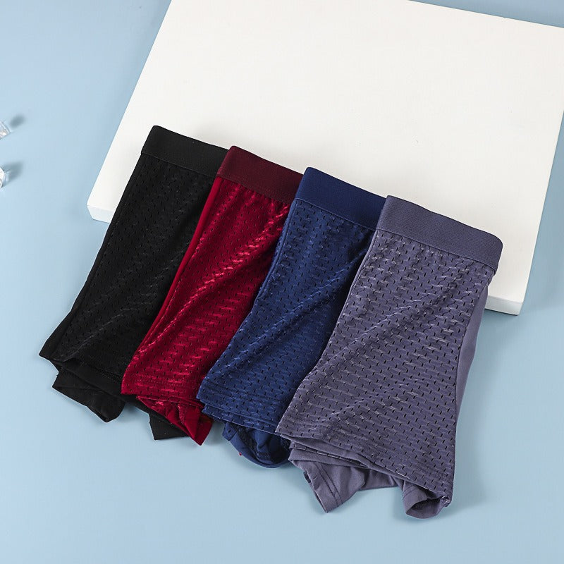 Men's boxer briefs ice silk large size breathable summer seamless four-corner mesh men's pants eprolo