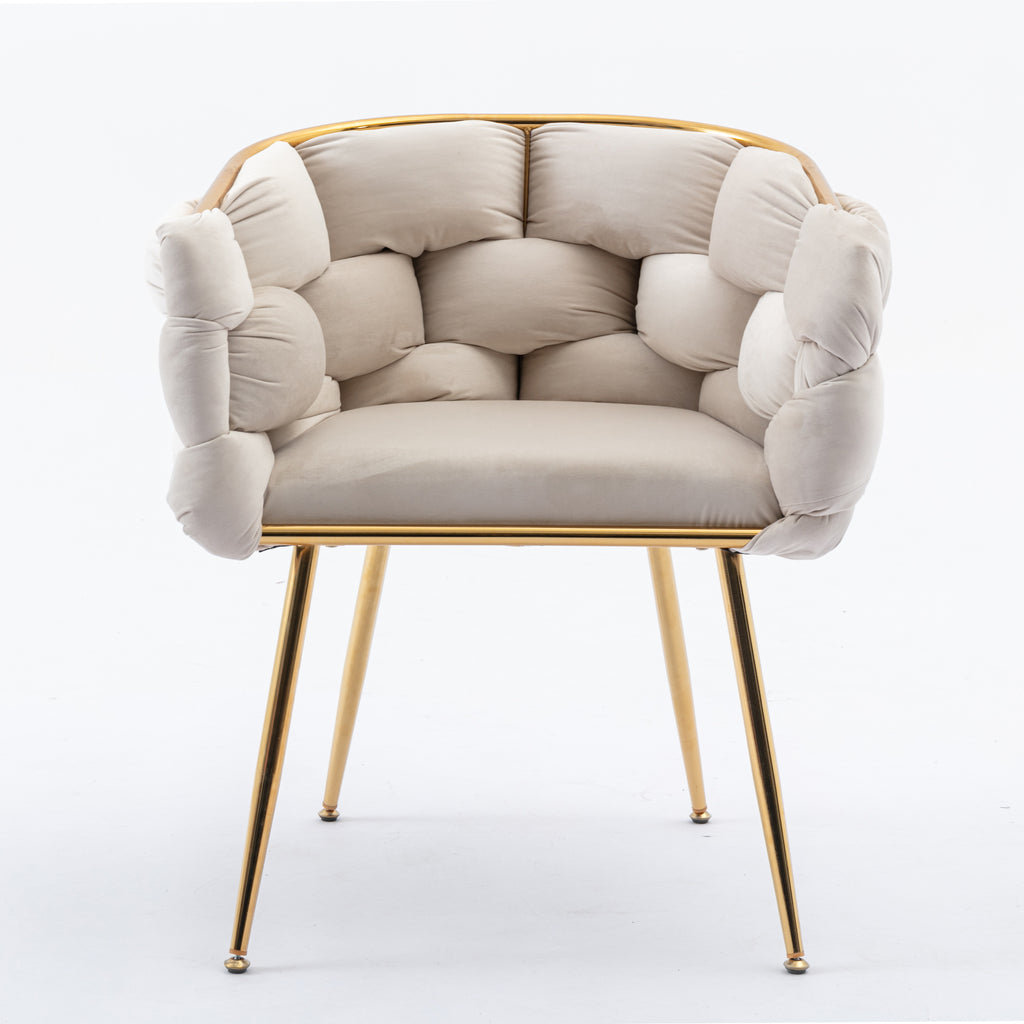 Luxury modern simple leisure velvet single sofa chair bedroom manicure table back chair beige Shello Creative Boutique