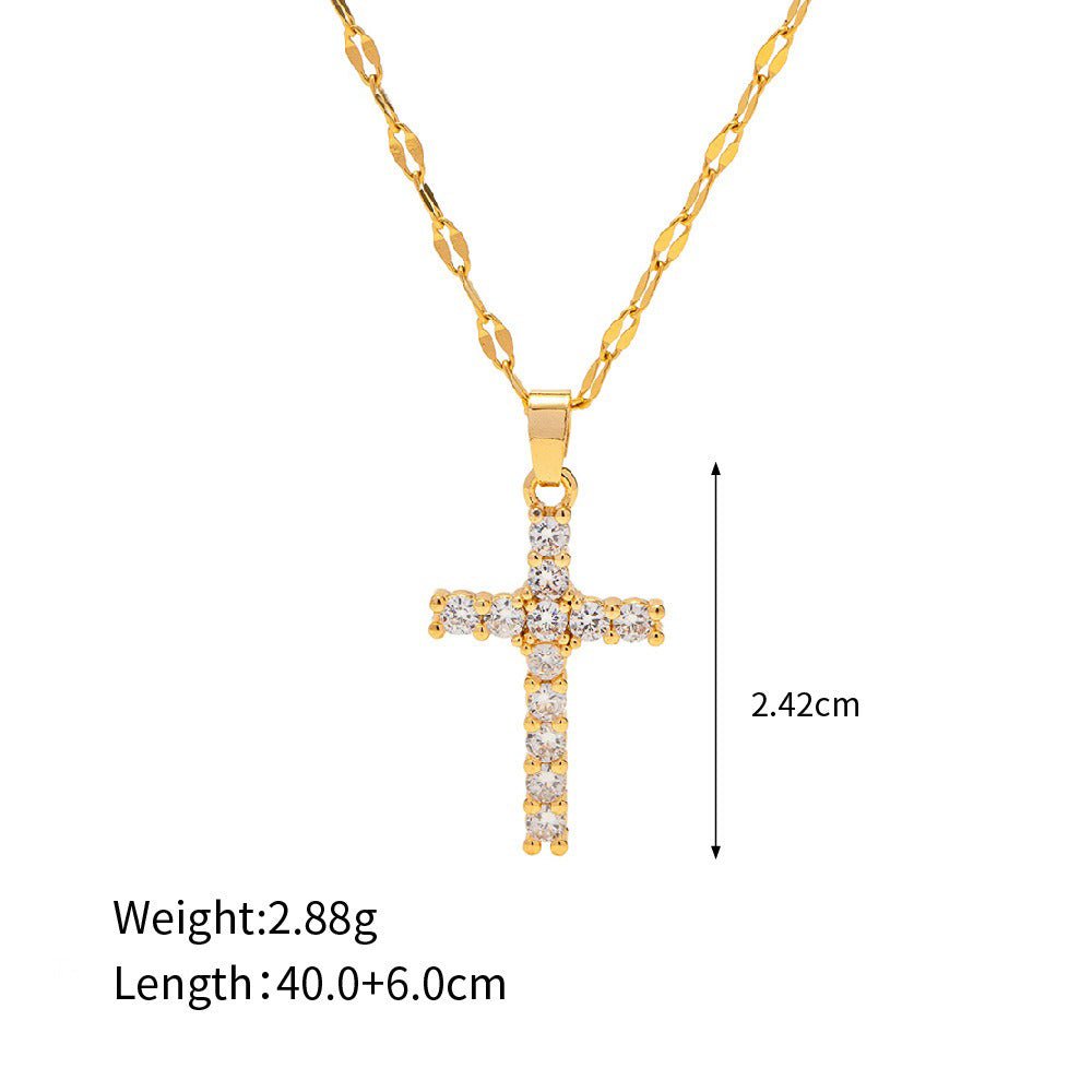 18K Gold Cross Gemstone Necklace - Classic Design - Shello's Creative Boutique