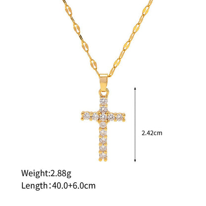 18K Gold Cross Gemstone Necklace - Classic Design - Shello's Creative Boutique