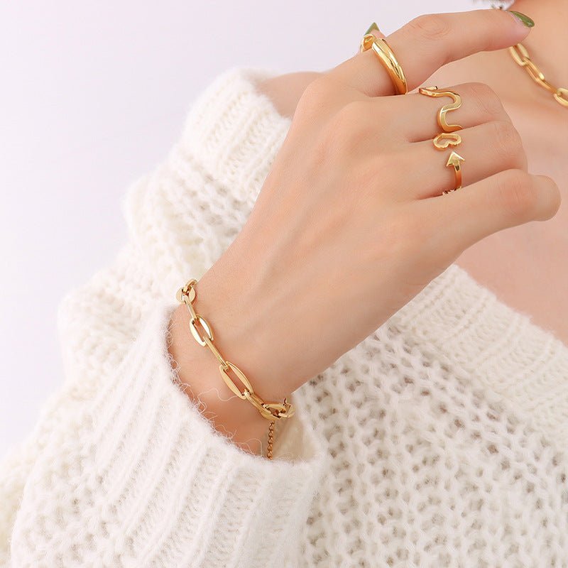 18K Gold Geometric Bracelet & Necklace Set - Shello's Creative Boutique