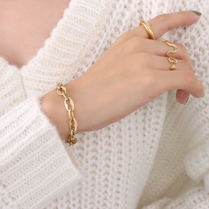 18K Gold Geometric Bracelet & Necklace Set - Shello's Creative Boutique