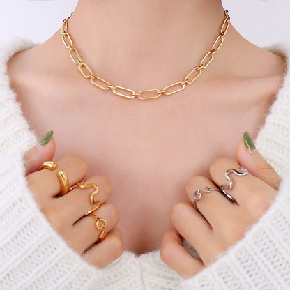 18K Gold Geometric Bracelet & Necklace Set - Shello's Creative Boutique