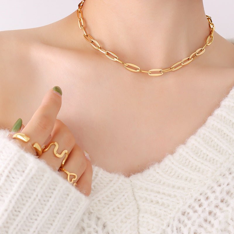 18K Gold Geometric Bracelet & Necklace Set - Shello's Creative Boutique