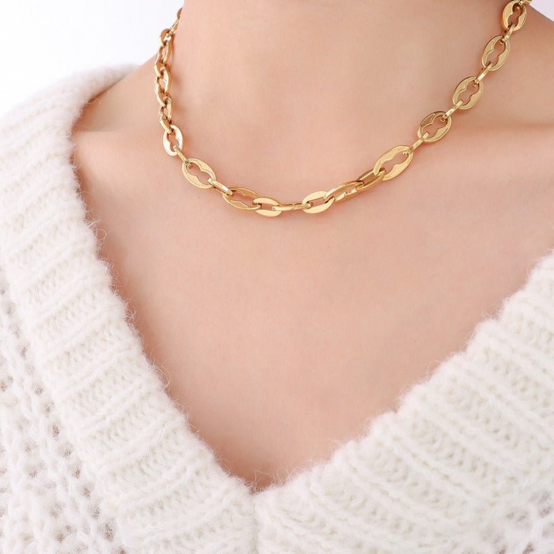 18K Gold Geometric Bracelet & Necklace Set - Shello's Creative Boutique