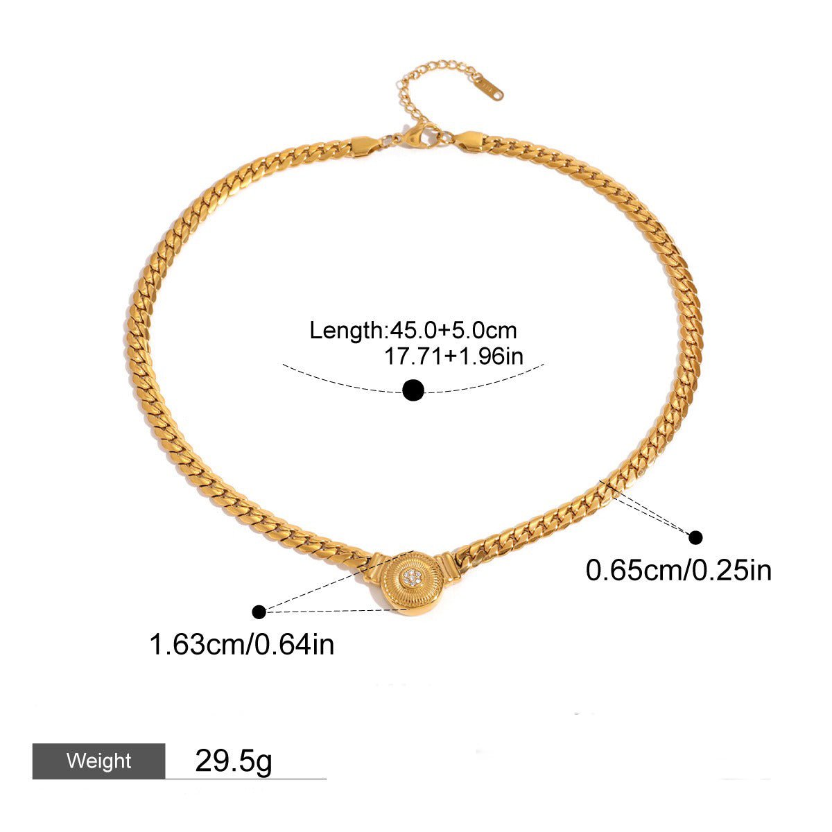 18K Gold Heart & Round Diamond Necklace - Statement Chain - Shello's Creative Boutique