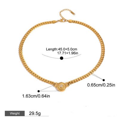 18K Gold Heart & Round Diamond Necklace - Statement Chain - Shello's Creative Boutique