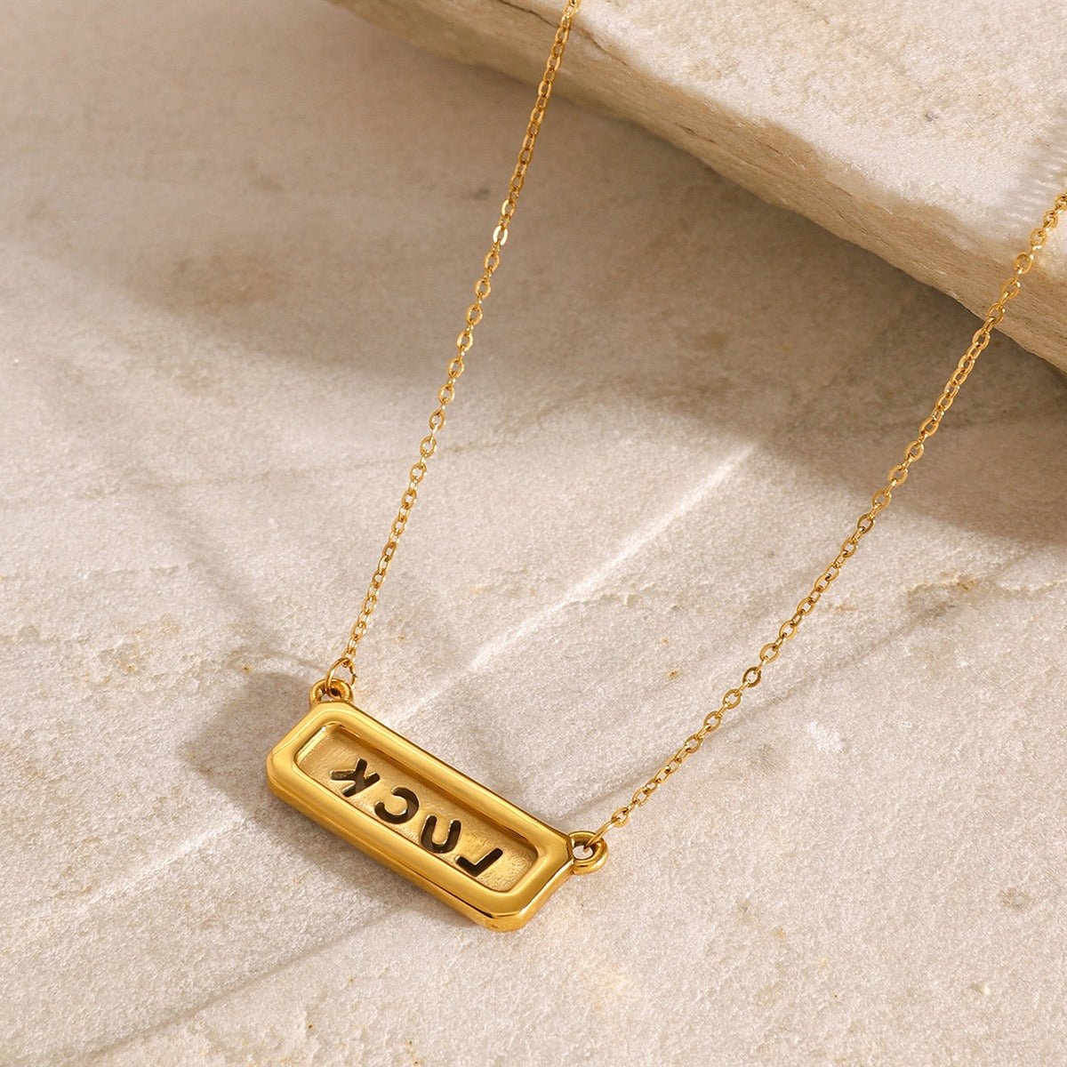 18K Gold LUCK Geometric Necklace with Gemstones - Shello's Creative Boutique