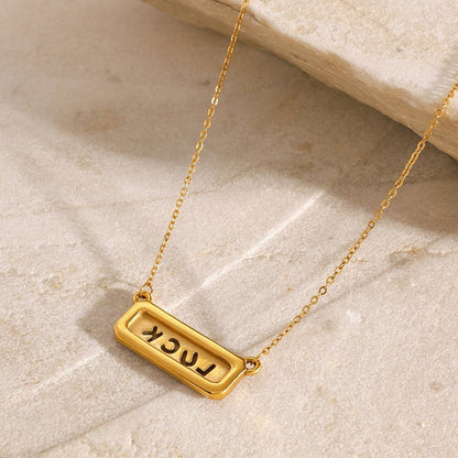 18K Gold LUCK Geometric Necklace with Gemstones - Shello's Creative Boutique