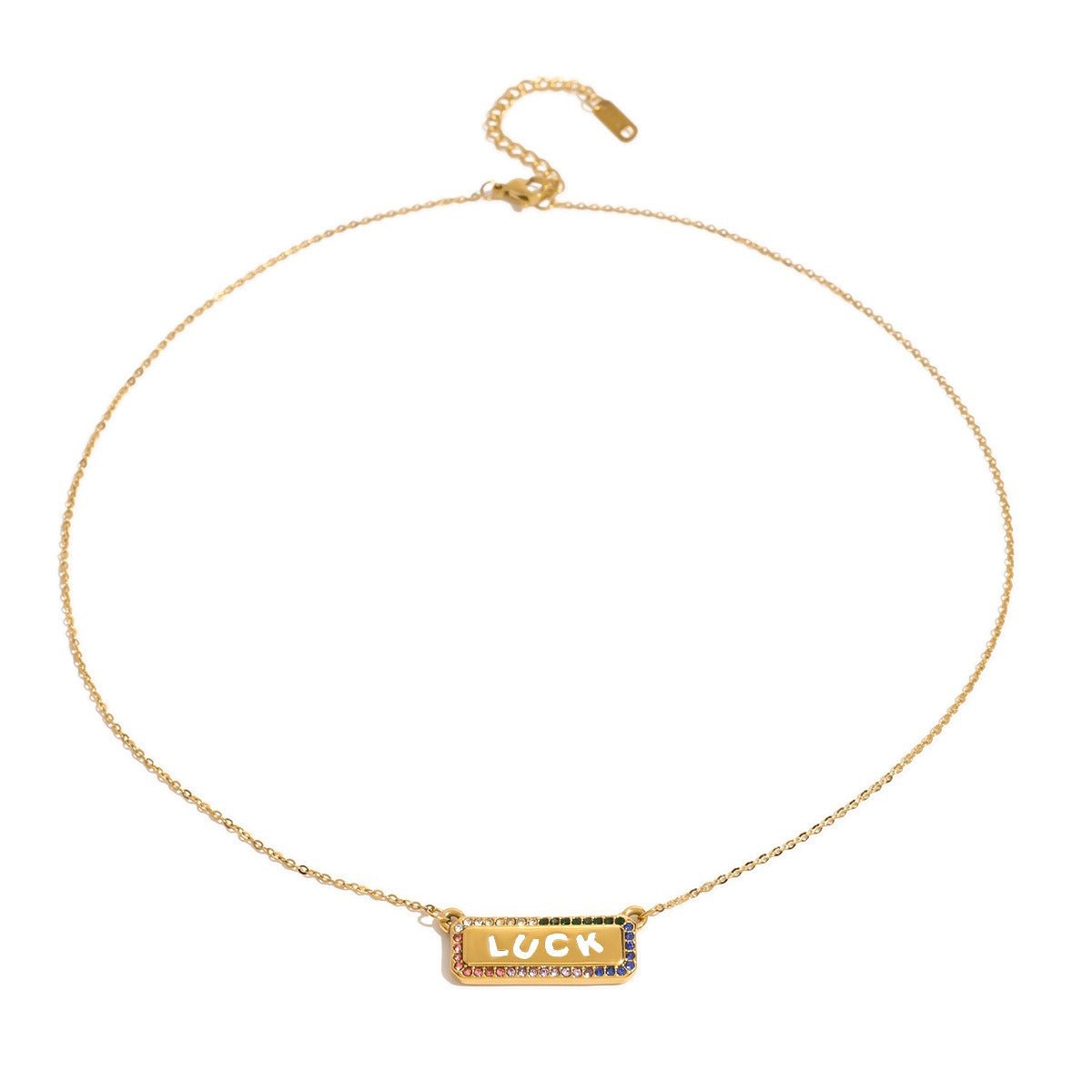 18K Gold LUCK Geometric Necklace with Gemstones - Shello's Creative Boutique