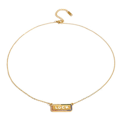 18K Gold LUCK Geometric Necklace with Gemstones - Shello's Creative Boutique