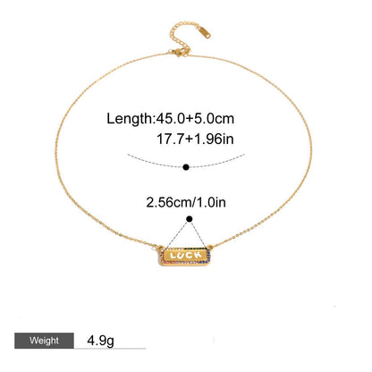18K Gold LUCK Geometric Necklace with Gemstones - Shello's Creative Boutique