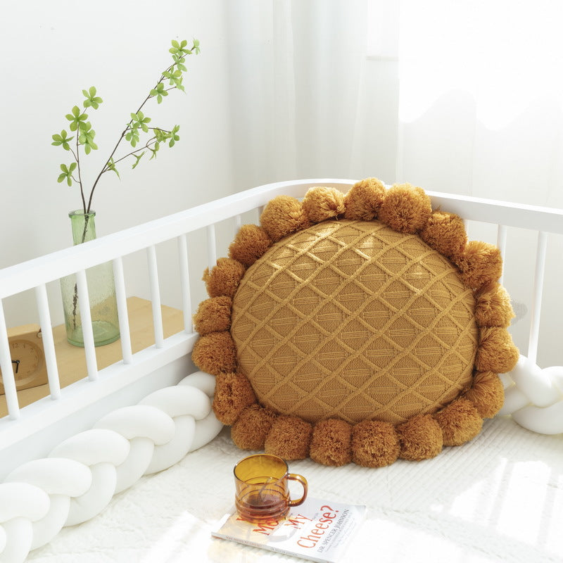 Sunflower Thickened Knitted Pillow Homestay Sofa Cushion Cover Living Room Bedside Pillow Waist Pillow Simple Cushion