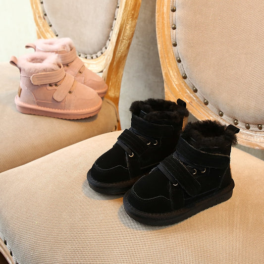 Winter Girls'Snow Boots 2020 New Warm Skid-proof Boys' Cotton Shoes 1-15 Years Old Children's School genuine leather suede Boots eprolo