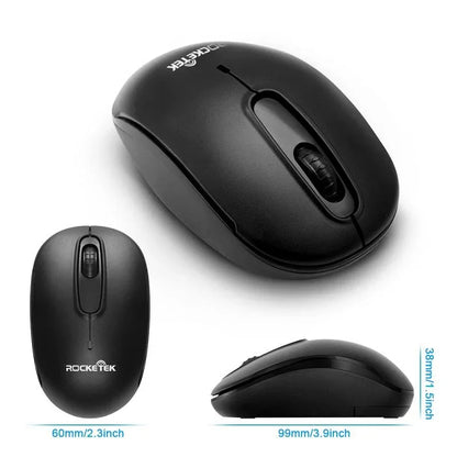 Rocketek USB Wireless Mouse 1600 DPI 3 buttons ergonomic design for 2.4G desktop computer - Shello's Creative Boutique