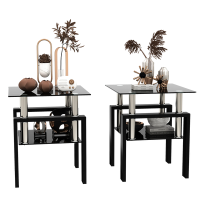 Set of 2 Modern Tempered Glass Tables – Sleek & Functional Living Room Accent - Shello's Creative Boutique